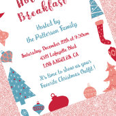 Kerst Ontbijt Uitnodiging Schattige Roze en Blauw