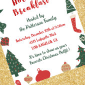 Kerst Ontbijt Uitnodiging Schattigee Bomen Sokken