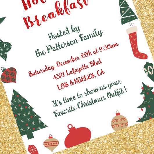 Kerst Ontbijt Uitnodiging Schattigee Bomen Sokken