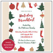 Kerst Ontbijt Uitnodiging Schattigee Bomen Sokken