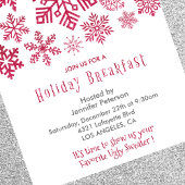 Kerst Ontbijt Uitnodiging Sneeuwvlokken rood