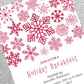 Kerst Ontbijt Uitnodiging Sneeuwvlokken rood