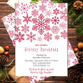Kerst Ontbijt Uitnodiging Sneeuwvlokken rood