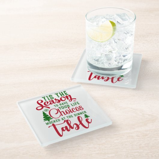 Kerst ontwerp seizoen van keuzes glazen onderzetter (Schuin)