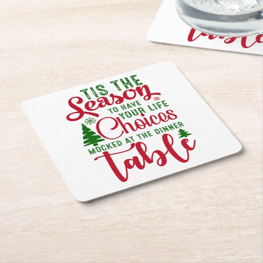 Kerst ontwerp seizoen van keuzes kartonnen onderzetters (Schuin)