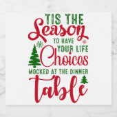 Kerst ontwerp seizoen van keuzes sparkling wijnetiket (Enkel label)