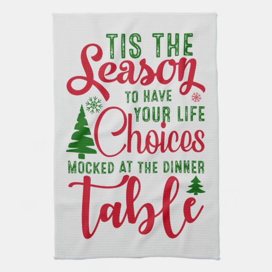 Kerst ontwerp seizoen van keuzes theedoek (Verticaal)