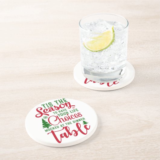 Kerst ontwerp seizoen van keuzes zandsteen onderzetter (Zijkant)