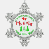 Kerst Onze eerste kerst Mr. & Mrs Ornament (Voorkant)