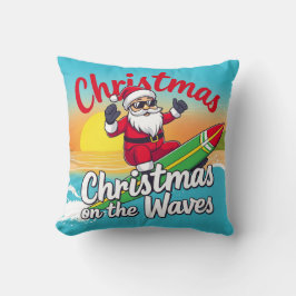 Kerst op de golven Santa Design Kussen