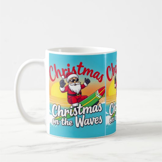 Kerst op de golven van de Kerstman Koffiemok (Links)