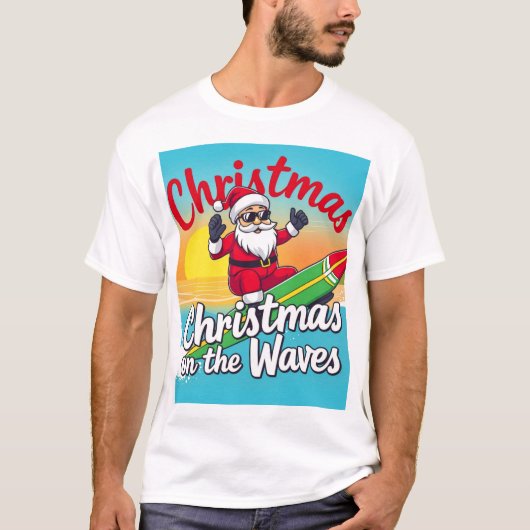 Kerst op de golven van de Kerstman T-shirt (Voorkant)