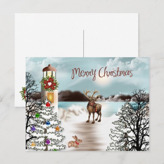 Kerst op de Lake Photo Card Feestdagenkaart (Voorkant / Achterkant)