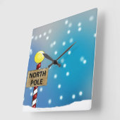 Kerst op de Noordpool Square Wall Clock Vierkante Klok (Hoek)