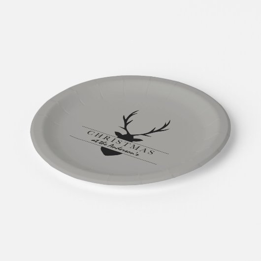 kerst op de... rustic, bos, staar papieren bordje (Gekanteld)