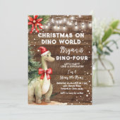 Kerst op Dino World Wood Dinosaurus 4e verjaardag Kaart (Staand voorkant)