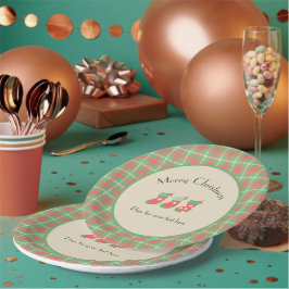 Kerst op groen gebaseerd Plaid Paper Bord