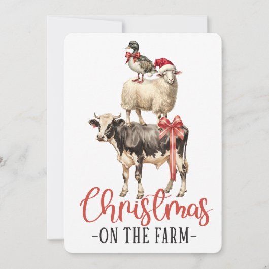 Kerst op het Boerderij, boerderij kerst Feestdagenkaart (Voorkant)