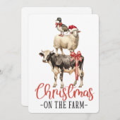 Kerst op het Boerderij, boerderij kerst Feestdagenkaart (Voorkant / Achterkant)