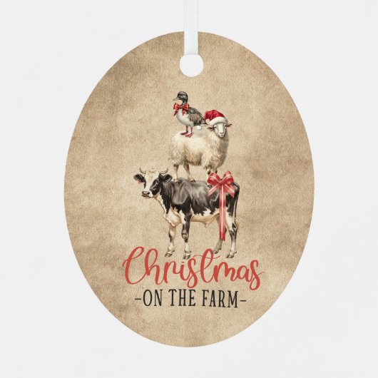 Kerst op het Boerderij Koe Geit en Eend Metalen Ornament (Achterkant)