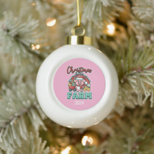 Kerst op het Boerderij Piggy & Friends Keramische Bal Ornament