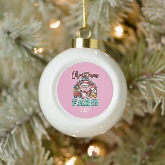 Kerst op het Boerderij Piggy & Friends Keramische Bal Ornament (Boom)