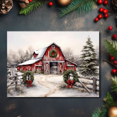 Kerst op het Boerderij Red Barn Holiday Party Kaart