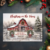 Kerst op het Boerderij Red Barn Holiday Party Kaart