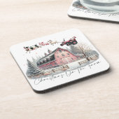 Kerst op het Boerderij, vrolijk kerstfeest Bier Onderzetter (Linkerzijde)