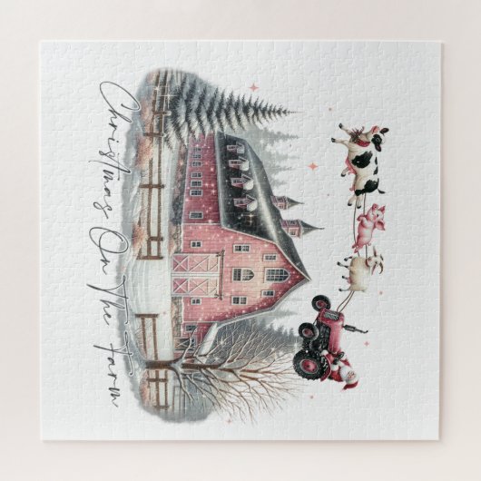 Kerst op het Boerderij, vrolijk kerstfeest Legpuzzel (Horizontaal)