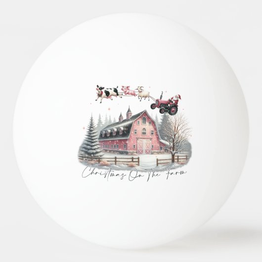 Kerst op het Boerderij, vrolijk kerstfeest Pingpongbal (Voorkant)