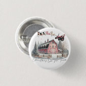 Kerst op het Boerderij, vrolijk kerstfeest Ronde Button 3,2 Cm (Voorkant /achterkant)