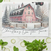 Kerst op het Boerderij, vrolijk kerstfeest Theedoek (Gevouwen)