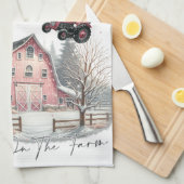 Kerst op het Boerderij, vrolijk kerstfeest Theedoek (Quarter Fold)