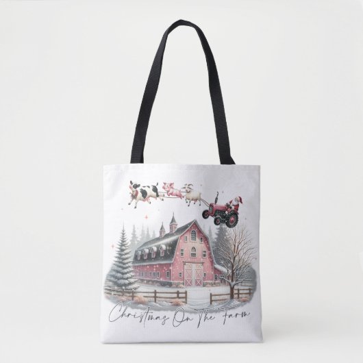 Kerst op het Boerderij, vrolijk kerstfeest Tote Bag (Voorkant)