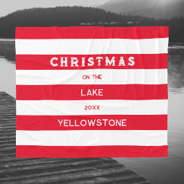 Kerst op het meer Red Nautical Stripe Fleece Deken