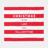 Kerst op het meer Red Nautical Stripe Fleece Deken (Voorkant (Horizontaal))