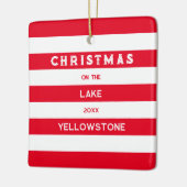 Kerst op het meer Red Nautical Stripe Keramisch Ornament (Links)