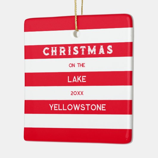 Kerst op het meer Red Nautical Stripe Keramisch Ornament (Links)