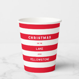 Kerst op het meer Red Nautical Stripe Papieren Bekers