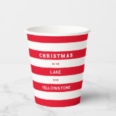 Kerst op het meer Red Nautical Stripe Papieren Bekers (Voorkant)