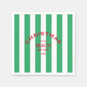 Kerst op het strand aangepaste groene Cabana Strip Servet (Voorkant)