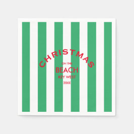 Kerst op het strand aangepaste groene Cabana Strip Servet