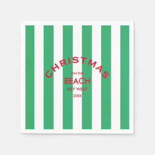 Kerst op het strand aangepaste groene Cabana Strip Servet