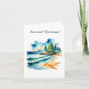 Kerst op het strand Gepersonaliseerd Wenskaart Kaart