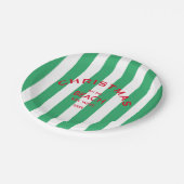 Kerst op het strand Green Cabana Stripe Papieren Bordje (Gekanteld)