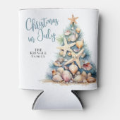 Kerst op het strand in juli blikjeskoeler (Voorkant)