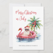 Kerst op het strand in juli feestdagenkaart (Voorkant)