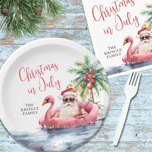 Kerst op het strand in juli papieren bordje