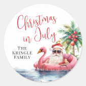 Kerst op het strand in juli ronde sticker (Voorkant)